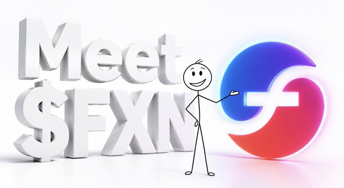 The image shows an adult red fox nuzzling a small fox kit, alongside a stylized "f" logo and text reading "Meet $FXN." It visually parallels the post's point about stablecoins splitting into distinct categories, using the fox family as a metaphor for newer or lesser-known stablecoin projects emerging alongside established ones like USDC.