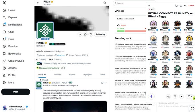The image shows a Twitter page with a screenshot featuring a profile from a user called @linhlambo who has posted about the recent release of Episode 18. The screenshot includes a link to the post and provides some additional information regarding the content of the discussion. The text on the screen mentions that "Ritual Connect EPI-16 was another great reminder of why the @ritualnet community continues to grow." This further supports the idea that the image is connected to a Twitter conversation or thread around the NFTs and digital ownership theme.