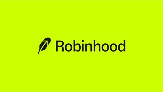 The Robinhood logo with its name is displayed on a neon yellow background, reflecting the company's potential upcoming negotiations with Crypto.com.
