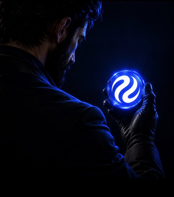 A bearded man in a black glove holds a glowing blue orb displaying the Injective (INJ) logo, symbolizing the project's expanding ecosystem as discussed in the post—particularly the $1B+ in tokenized real estate and the upcoming $10B+ in assets being added to the platform this week.