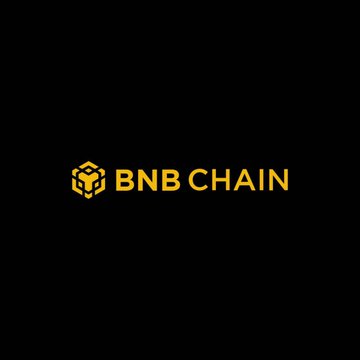 The BNB Chain logo featuring a yellow cube icon and text on a black background.