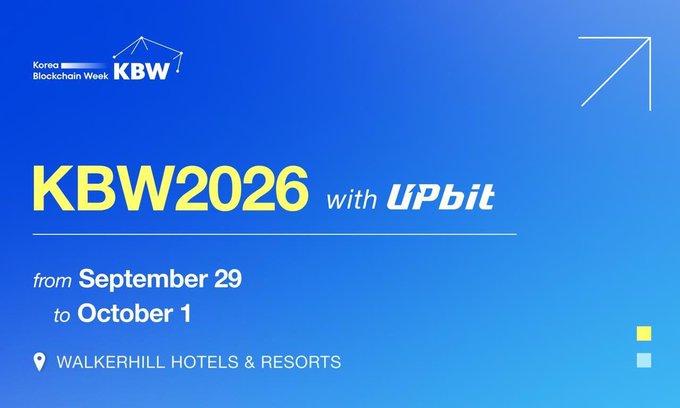 This image is an announcement for Korea Blockchain Week (KBW) 2026, taking place from September 29 to October 1 at Walkerhill Hotels & Resorts, with Upbit as a partner. The post is seeking partners and dedicated individuals for specific roles within the BNB ecosystem, aligning with the event's focus on blockchain technology and its participants.
