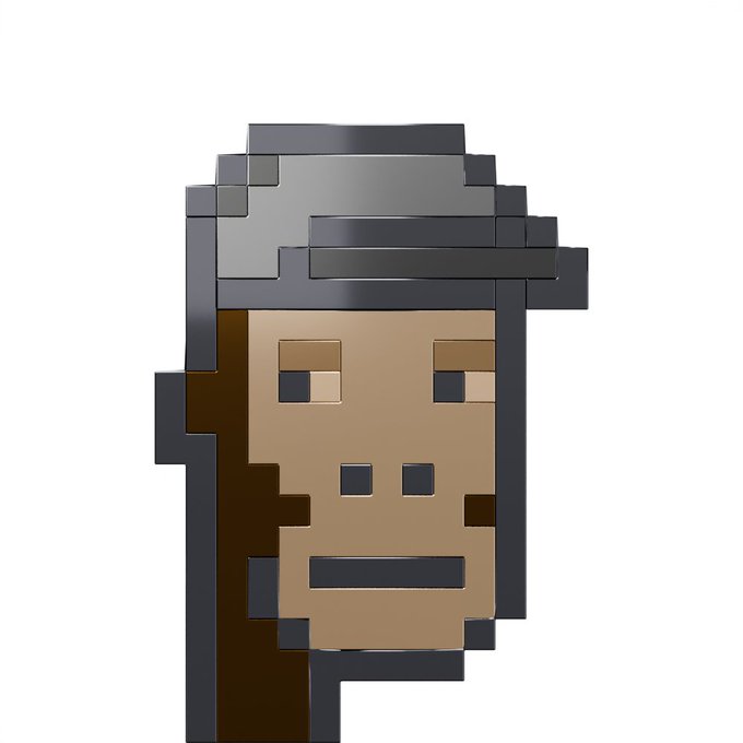 A blocky, voxel-style 3D render of a character's head with dark hair, tan skin, and a neutral expression, set against a plain white background.