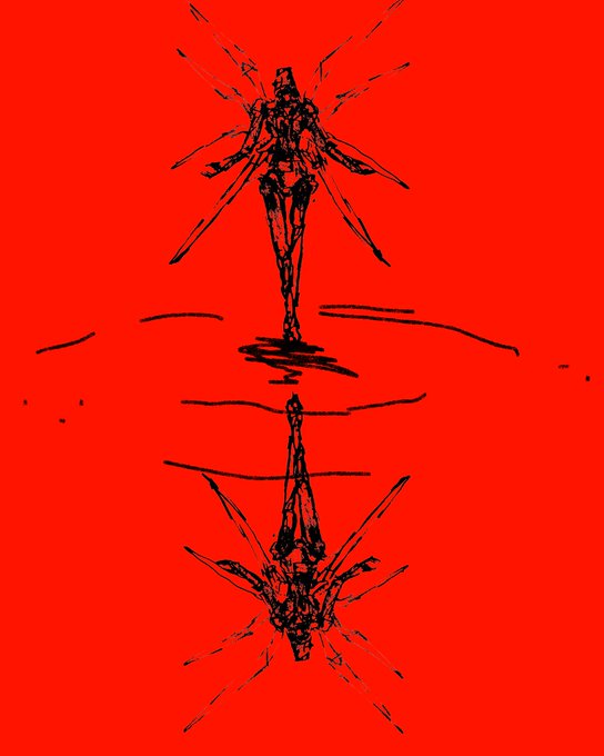 A sketch-style illustration on a vivid red background shows a humanoid figure with outstretched limbs standing on a reflective surface, mirrored below like a reflection in water, with the word "Ripple" evoking the spreading visual effect of the mirrored image and the radiating lines around the figure.