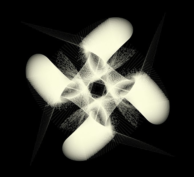 The image features a black background with white lines that form a pattern resembling a flower or a design, depending on the viewer's perspective. The text "Frëmen just sold on @objktcom Art" suggests that this artwork was created by Frëmen and is being sold online. The post also mentions that the artwork was made in 2022.