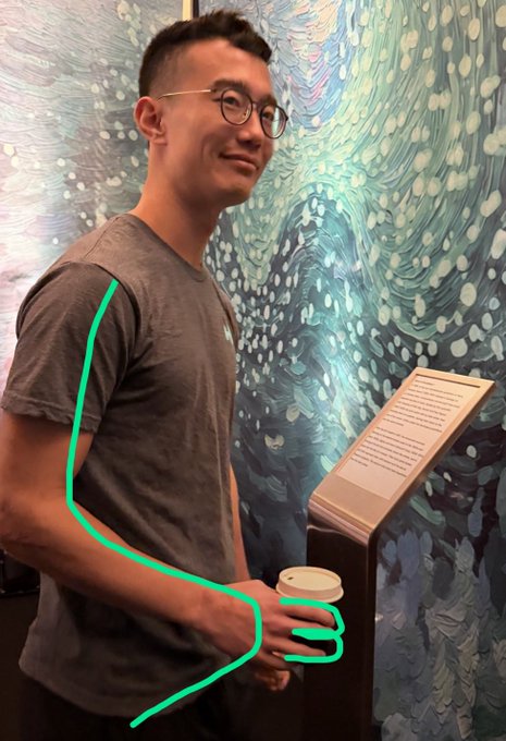 A young man stands holding a green cone-shaped drink against a swirling blue artwork backdrop, with his arm and cup outlined in green—visually echoing the "Hyperliquid" reference. The phrase "S3. It's coming, Hyperliquid" suggests a teaser or cryptic hint, with the green outline possibly symbolizing the Hyperliquid brand color or hinting at a hidden message within the scene.