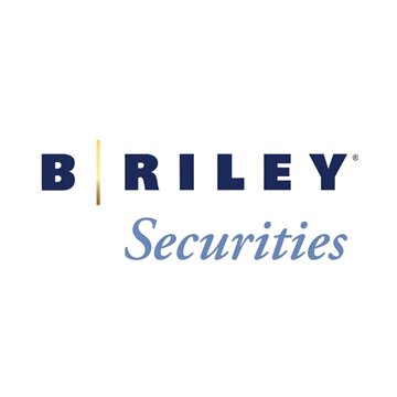 A logo for 'B|Riley Securities' in dark blue and light blue text on a white background.
