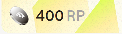 A digital reward icon showing '400 RP' next to a silver coin with a refresh symbol on a light background.