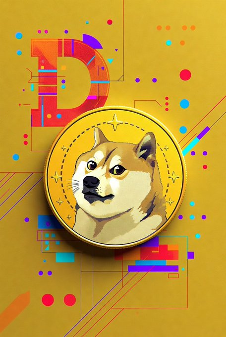 llor, the Shiba Inu dog, is depicted on a yellow background with a gold coin and red lines, accompanied by a blue circle and a star.