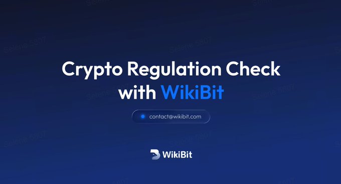 A dark blue promotional graphic reading 'Crypto Regulation Check with WikiBit' along with the contact email contact@wikibit.com and the WikiBit logo at the bottom.