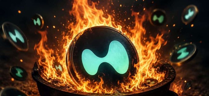 A dramatic 3D rendered image of a Stylus (STYL) or similar cryptocurrency token surrounded by flames and floating coins, featuring a glowing green/teal butterfly-like logo.