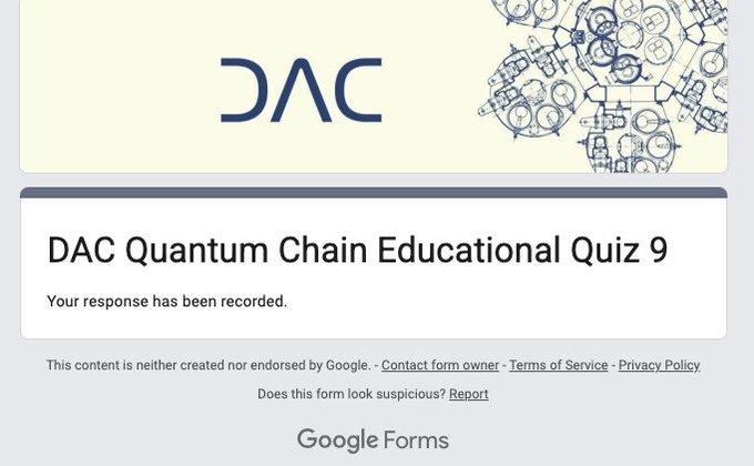 The image features a page with an educational webinar video playing where it shows two different people participating in a DAC Quantum Chain Educational Quiz 9. One person is located at the bottom left of the screen, while another is situated more towards the top right area. The focus of this quiz appears to be on learning about DAC Quantum Chains and their applications in the energy sector. In order to complete the task successfully, one should pay attention to all instructions provided by the video content.