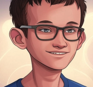 A stylized cartoon illustration of a young man wearing glasses with a subtle smile, paired with a post celebrating Ethereum's staking ratio reaching an all-time high of 33.9%, suggesting confidence in holding rather than selling ETH.