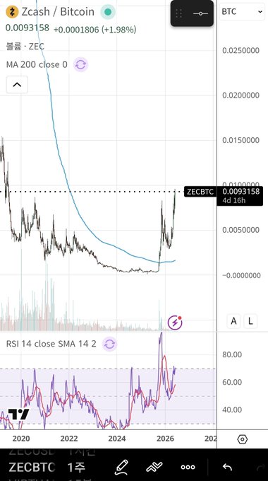 ZEC/USD chart shows upward trend indicating potential strength of Bitcoin, while the HYPE/USD chart depicts a downward slope suggesting the opposite for altcoins. This contrast can create an illusion about the relative strength of different coins in the market.