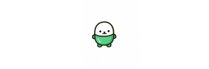 A small cartoon character with a round face and green outfit stands against a plain white background. The simple, cute mascot-style illustration likely serves as the new banner image for the $p token on Moby, as mentioned in the community announcement.
