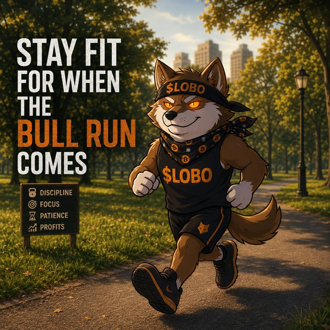 The image features a cartoon dog running down a path, wearing a black tank top with "Lobo" written across it. The background of the image includes trees and buildings, creating an urban setting for the scene. In the bottom right corner of the image, there is a sign that reads "Focus on what is in the image and how it relates to the post".
