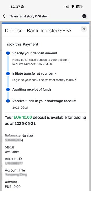 The image shows a phone screen displaying a transaction history for an account with a bank transfer. The screen has a green checkbox that says "Available" next to the transaction details, indicating that the funds are ready for use. The text on the screen reads "USDT-Neverless-IBKR This chain is pretty smooth, huh? No need to go through ifast or wise anymore anyway," suggesting that the user's account has been successfully transferred and they can now access their funds without any issues.