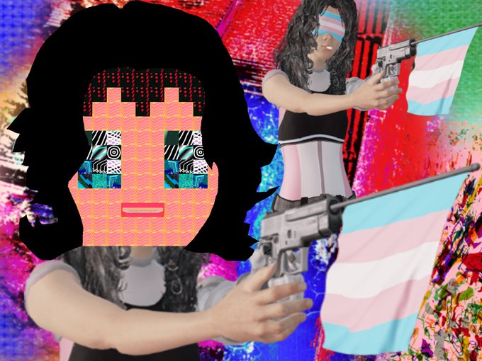 The image features a collage of three different photos, with one photo showing a person holding a gun and two other photos featuring a girl wearing a dress and holding a flag. The collage includes various elements such as text, logos, and colors that create an interesting visual experience. The post is titled "✦ MEDERU HIGHWAY by @boyinthemumble ft. @agniis_eg @paraxenod @nathansonic @ttiimmees 1 ed. 12 ꜩ on 하나이다."