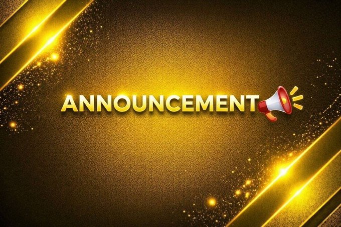 The image features a bold gold and black banner with the word "ANNOUNCEMENT" in large white letters, accompanied by a red megaphone icon, set against a sparkling, glamorous background. This visually amplifies the post's teaser about an upcoming reveal, reinforcing the excitement and urgency of "Big announcement coming today… Stay tuned… It's about to happen again."