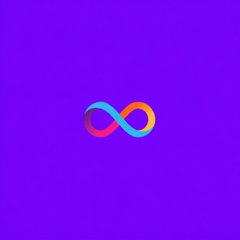 A colorful infinity/loop logo in orange, pink, and blue on a purple background.