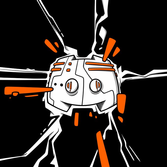 A stylized cartoon bomb with two large eyes and orange and black detailing explodes in a burst of light rays. The image visually echoes the post "GM INKs" by playing on the word "inks" to suggest an explosive or impactful moment.