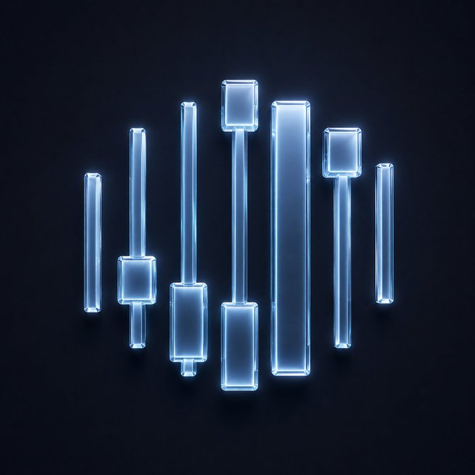 A glowing neon graphic of multiple equalizer bars, resembling sound wave or volume level meters, shines in blue against a dark background. The bars likely represent market activity and yield potential, visually capturing the dynamic flow of crypto trading volumes mentioned in the post about Jitter Finance on the SUI blockchain.