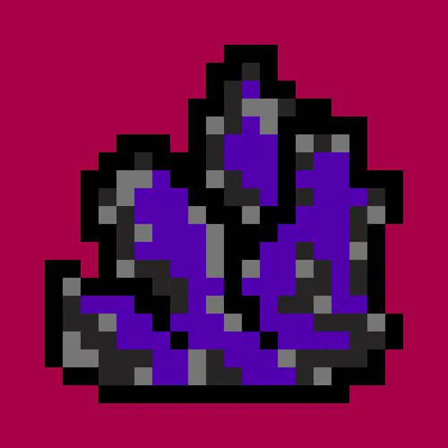 The image features a purple rock with black edges, which appears to be a pixel art representation of a gemstone or crystal. The rock has been sold for 0.0049 ETH (etherium) as an NFT (nanocoins). The post congratulates the new owner and highlights that the rock was just sold.