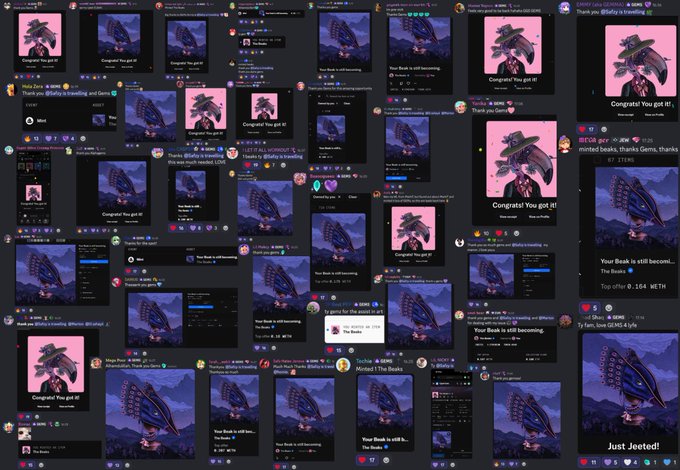 The image features a collage of various social media posts, including photos and text, all related to the topic of cryptocurrency. The posts are arranged in a grid format with different columns and rows, showcasing a diverse range of content from users sharing their experiences and opinions about the world of cryptocurrency. Some posts discuss the best web3 family gems, while others focus on daily wins or achievements within the crypto community. Overall, the collage provides an overview of the various aspects and discussions surrounding this digital currency space.
