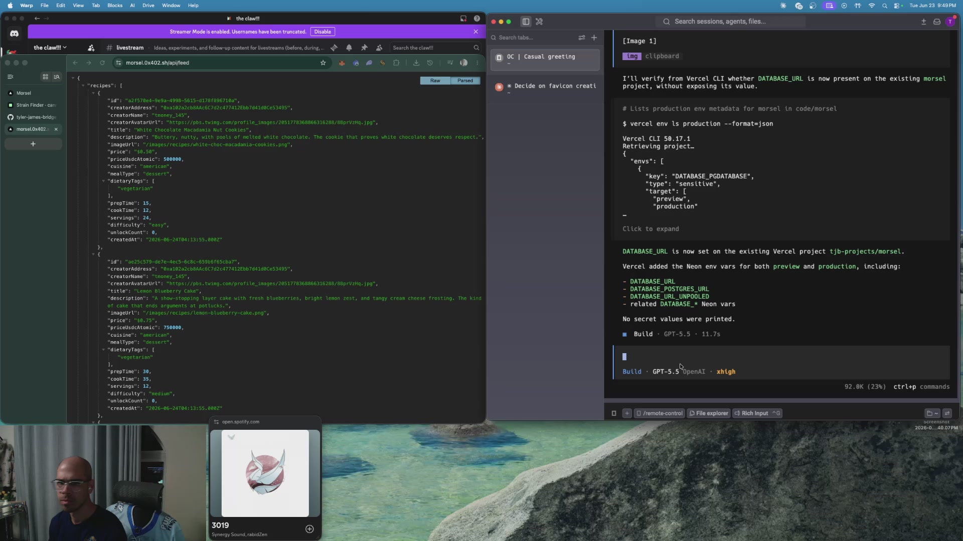 The image shows a computer screen displaying two different versions of code or text. One version appears to be a screenshot from a video call, while the other seems to be related to programming or web development. The code might have errors that need fixing, as indicated by the words "quickie?!" in the caption. The post is about a person named @base who has encountered an issue with their payments on Abstract Chain and is trying to resolve it.