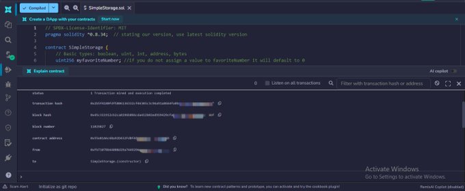 The image shows a computer screen displaying a code editor window with a code editor interface. The code editor window has several tabs open, including one that says "Smart Contracts" and another tab labeled "Solidity". There are also some text boxes on the screen, possibly containing information about smart contract development or deployment. The post in question is titled "I have deployed my first smart contract on ethereum. Very excited. Thank you @ PatrickAlphaC", which suggests that the image might be related to a discussion or tutorial about smart contract development and deployment using Solidity as the programming language of choice.