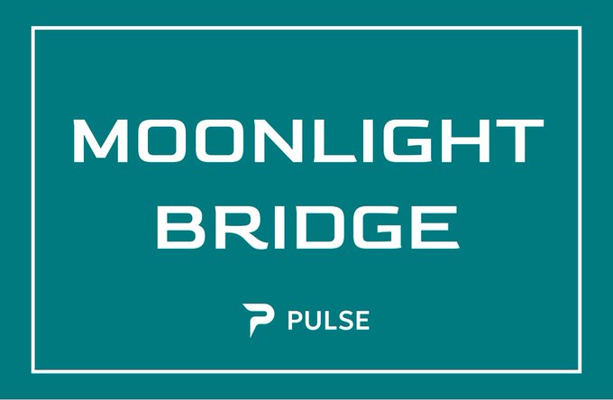 A teal graphic with a white border displays the text 'MOONLIGHT BRIDGE' above a 'PULSE' logo.