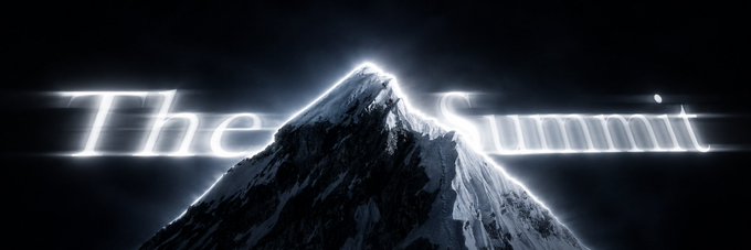 A dark, stylized image of a snow-capped mountain with the glowing white text 'The Summit' overlaid.
