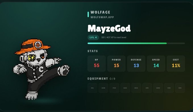 The image shows a screen with text displayed, including information about an online game named "Wolfage Wolfswap", featuring a character named MayzeGod, who appears to be a wolf. The game's name, status, level, and other details are also shown on the screen. It is important that these elements remain clear so that players can easily understand the game and its settings when playing it.