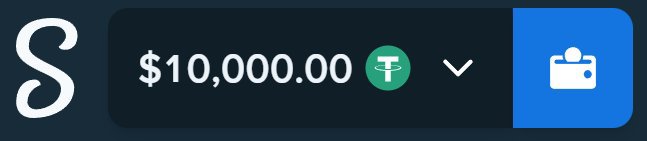 The image shows a digital wallet interface displaying a balance of **$10,000.00** in **USDT (Tether)**, with a Stake.us-style logo on the left and a wallet/camera icon button on the right.

This relates to the giveaway post by illustrating the prize amount of $10,000 being offered in USDT, with winners asked to provide an ETH address or Stake username to claim their $500 share.