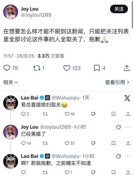 The image shows a Twitter thread where user Joy Lou (@Joylou1209) asks for help identifying a news figure and threatens to unfollow anyone who doesn't reply, prompting apologies from Lao Bai (@Wuhuoqiu-). The thread humorously illustrates the Twitter community's collaborative nature, complementing the post's discussion about evolving market dynamics and shifting recognition of established crypto investors like Liquid Capital across market cycles.