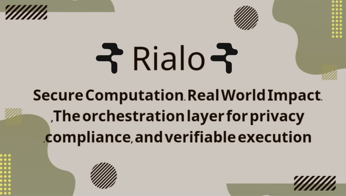 The image features a logo for Rialo, which is an interesting concept that focuses on the execution layer itself. The execution layer is where data, privacy, and logic meet in a single, verifiable path rather than as a later add-on. This approach ensures that the integrity of the data being processed remains intact throughout the entire process. The image also includes text that reads "GRialo @RialoHQ interesting is its focus on the execution layer itself," which further emphasizes the importance and uniqueness of Rialo's concept.