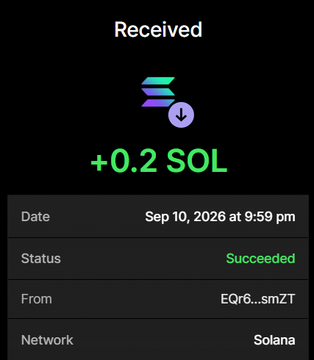 A confirmation screenshot showing a successful receipt of +0.2 SOL on the Solana network on September 10, 2026, representing the minimum purchase amount for the $NUKEBULL presale promotion advertised in the post.