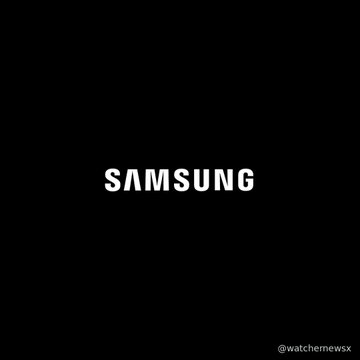 A black screen displaying the white "SAMSUNG" logo with the handle "@watchemewsx" visible in the bottom right corner.