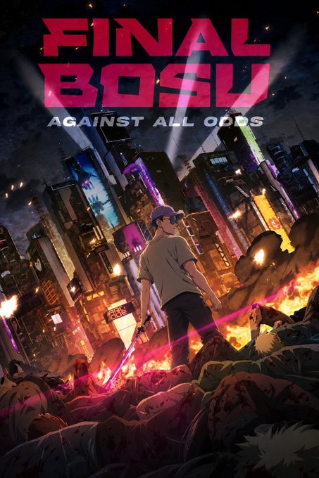 An anime-style promotional image features a young man in a cap facing a destroyed cityscape with zombies, under the large red title 'FINAL BOSS!' and subtitle 'AGAINST ALL ODDS'.