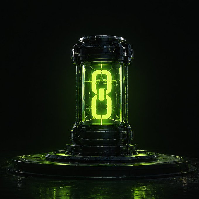 A glowing green digital capsule displays the number "3," as if counting down to a reveal, fitting the teaser post about an upcoming NFT drop from HoodLynxHQ on Robinhood via GraveMint.