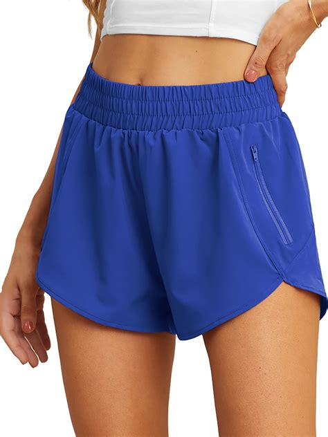 A person models royal blue athletic shorts featuring an elastic waistband and a side zipper pocket, paired with a white crop top. The image appears unrelated to the post's commentary on short-selling in biotech, AI/SAAS, and crypto markets.