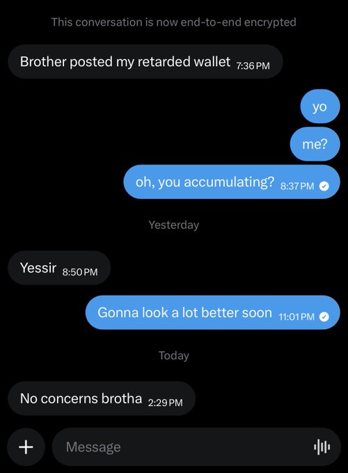 The image shows a cell phone screen displaying several text messages, including one from a brother who has posted his regular wallet information online for everyone to see. The message reads "Brother posted my retained wallet 738pm yo me?".