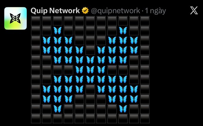 The image features a grid of blue butterflies arranged in rows and columns against a black background. The butterflies are positioned at various locations within the frame, creating an interesting visual effect. The caption below the image reads "Sometimes I try to judge a project by a simple question: What has actually changed between the first time I heard about it and today?" This suggests that there might have been some changes or updates in the project since its initial idea was shared on social media.