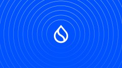 Blue circular SUI cryptocurrency logo with concentric ring pattern and a white water droplet symbol in the center.