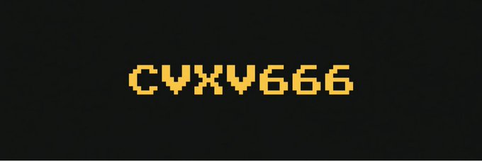 The image shows a pixelated banner featuring the text "CVXV666" in a retro yellow-orange font against a black background, representing the Solana token $CVXV666 mentioned in the Moby community post.