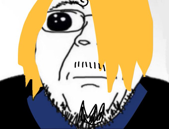 A crudely drawn "soyjak" meme face with blonde hair and a scruffy beard wears a pleading expression, used to mockingly beg for something higher. The image pairs with the caption "higher please" to humorously portray desperate, unsatisfied begging.