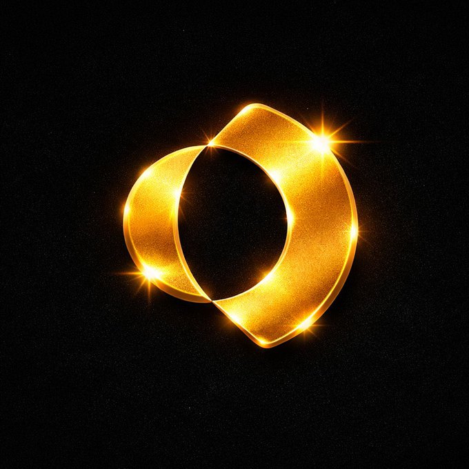 A glowing golden logo featuring two interlocking crescent shapes radiating with bright sparkles against a black background, serving as the iconic emblem for Shadow ($SHADOW) and Sonic ($S) as referenced in the post.