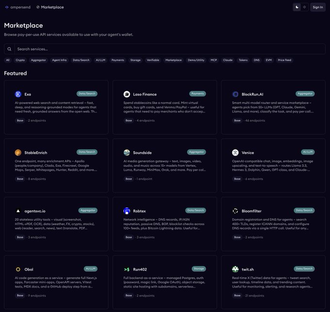 The image displays a screenshot of a marketplace page with various cryptocurrency transactions listed. The marketplace is open late into the night as an agent is running overnight to fetch data from Twitter for accounts like @coingecko, which are located in the ampersand section. Some transactions include @askvenice and others may involve marketplaces such as AskVine and OpenMarketCards. The agents seem to be using APIs or other means of communication to collect relevant information about the transactions. The image is accompanied by a post that explains how these transactions are inferred through Twitter data, possibly providing details about the agent's processes for fetching information during late-night work sessions.