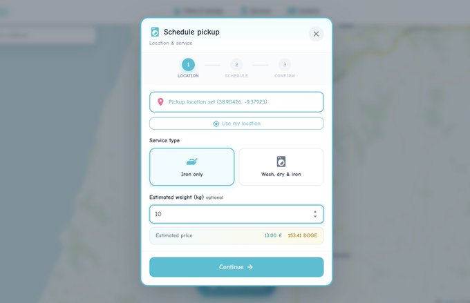 The image shows a screenshot of a webpage where a person is trying out a service or product from someone named Sérgio who operates an online business selling items for Dogecoin, also known as DOGE. The image focuses on the screen shot, which displays information about the website's features and its payment options. It seems that the user can test the service by entering their payment details into a form or making a purchase through the website.