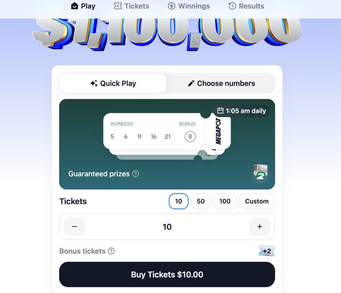 A screenshot of a mobile lottery app interface with the header text 'SNOWBALL BALL' and ticket purchase details showing numbers 5, 6, 11, 16, 21, and bonus 8.
